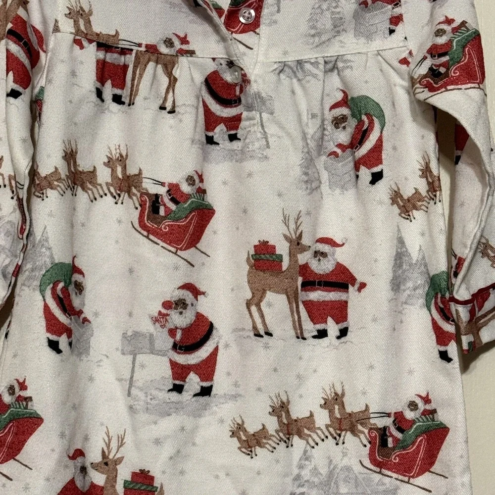 POTTERY BARN KIDS Girls Nightgown Heritage SANTA Polyester Flannel Sz 2T
